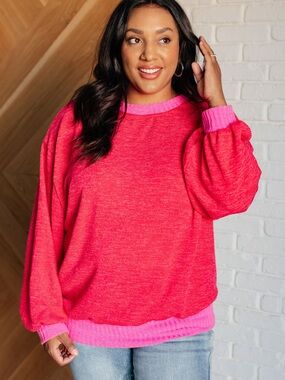 Red & Pink Contrast Sweater Top